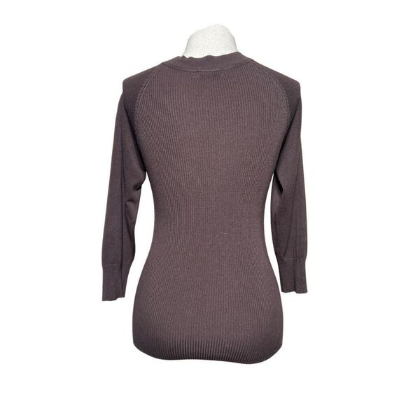 Cache Sexy Low Plunging Embellished 3/4 Sleeve Sweater Size Small - Picture 3 of 4